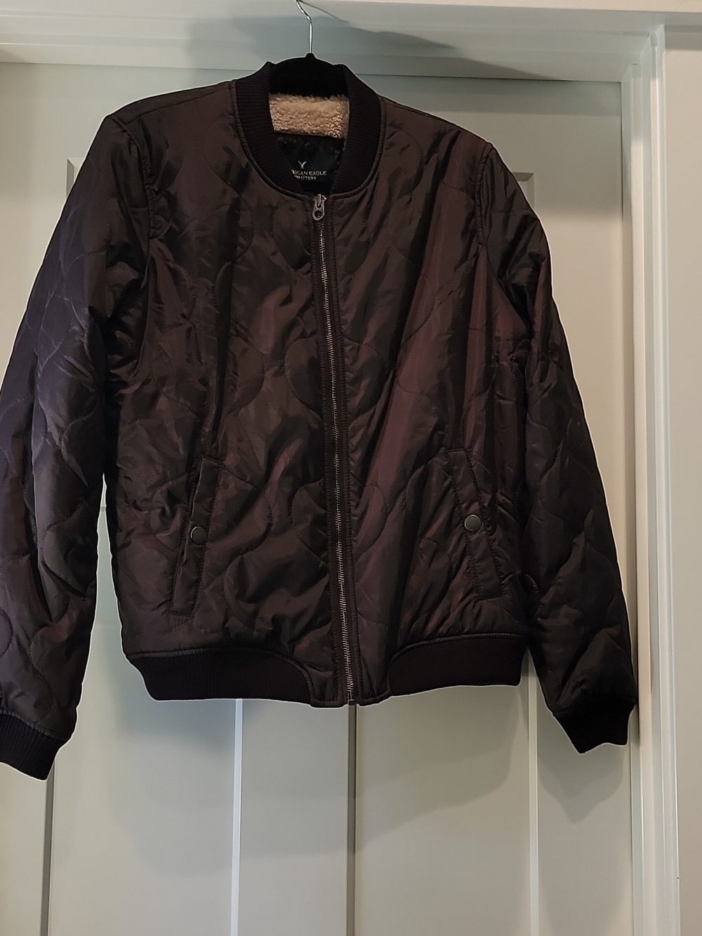 American Eagle Outfitters Quilted Bomber Jacket in Purple